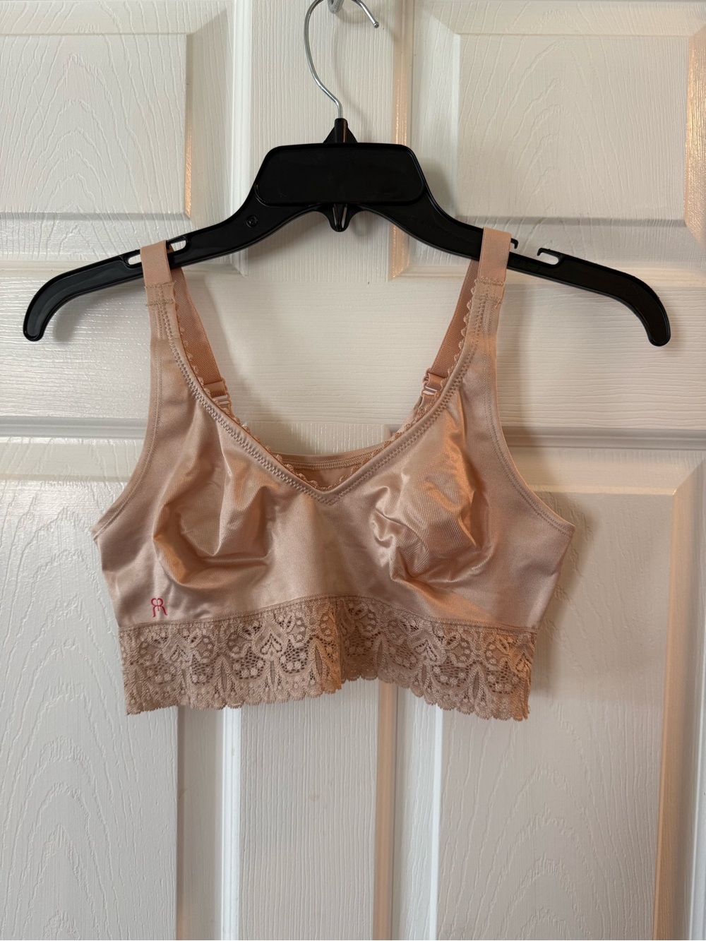 Ruby Ribbon Nude Lace-Band Wireless Bra